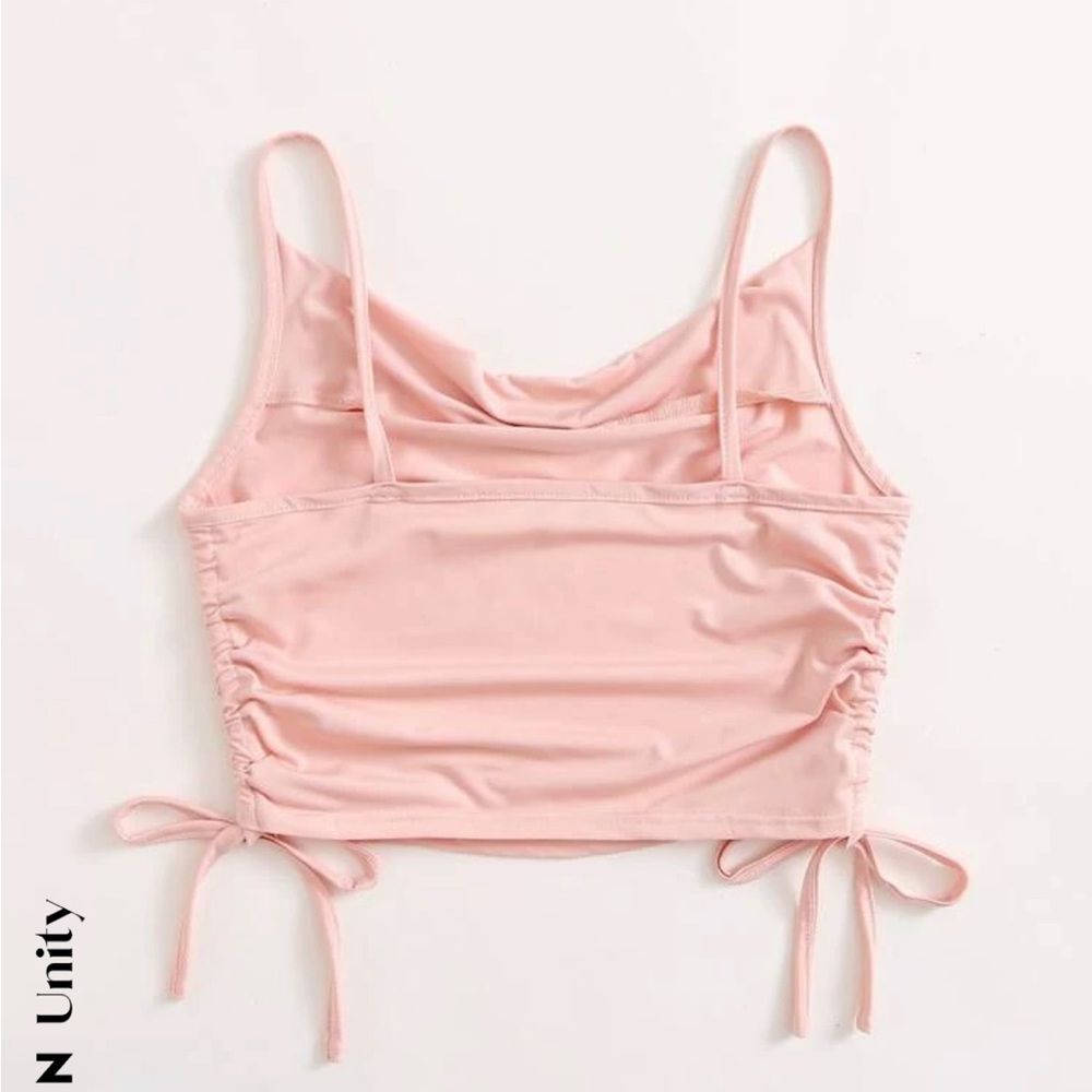 SHEIN baby pink drawstring crop top